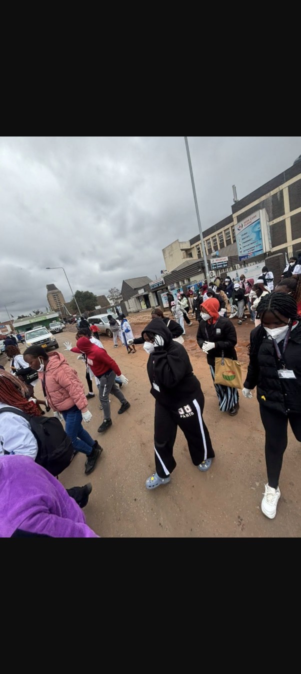 HIPH students cleaning along Julius Nyerere Way and Park Lane